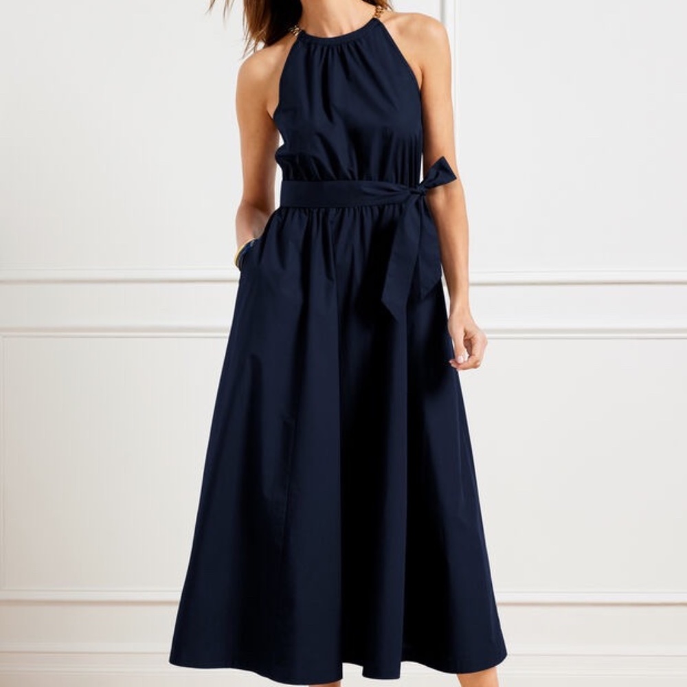 Size 10 Petite Navy Dress with elastic waist & pockets!